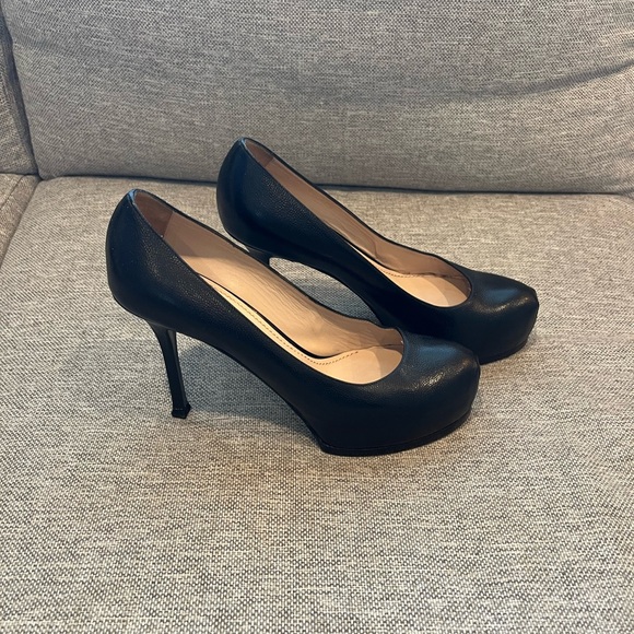 YSL Embossed Leather Double Platform Pumps - Picture 4 of 11